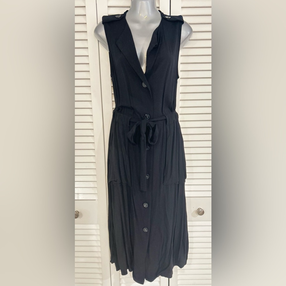 Suzanne Betro Black Sleeveless Midi Sundress
